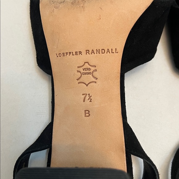 LOEFFLER RANDALL ANKLE STRAP SANDAL HEELS BLACK SUEDE WITH BOW 7.5 - Picture 10 of 12